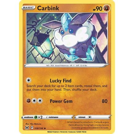 Carbink 108/196 - SWSH11 Lost Origin Reverse Holofoil