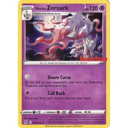 Hisuian Zoroark - 076/196 (Gamestop Exclusive) 76 - Miscellaneous Cards & Products Holofoil