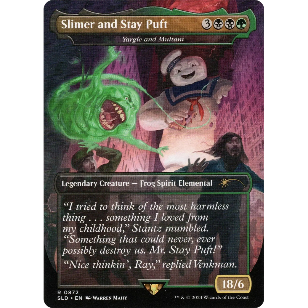 Slimer and Stay Puft - Yargle and Multani (Rainbow Foil) (SLD-872) - Secret Lair Drop / Slimer and Stay Puft (Borderless) Foil