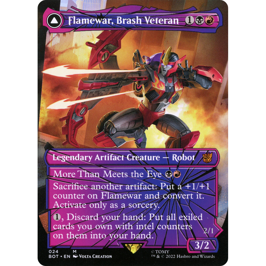 Flamewar, Brash Veteran (Shattered Glass) (BOT-024) - Transformers: (shatteredglass, convertdfc) (Borderless)