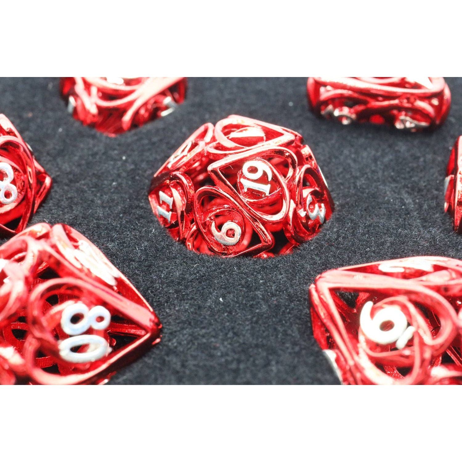 Hollow Hearts: Red - Metal RPG Dice Set