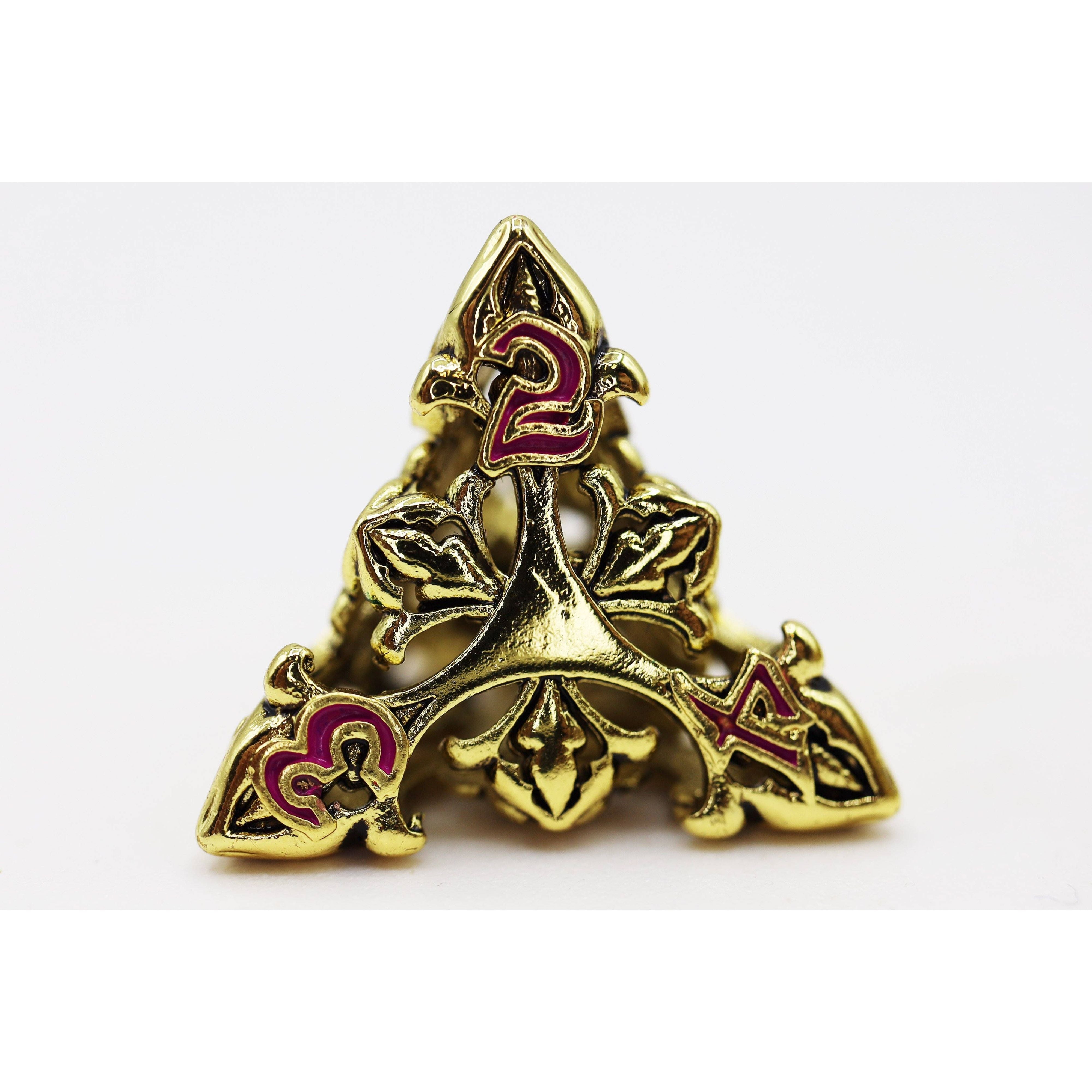 Fleur de Lis: Gilded Magenta - Hollow Metal RPG Dice Set