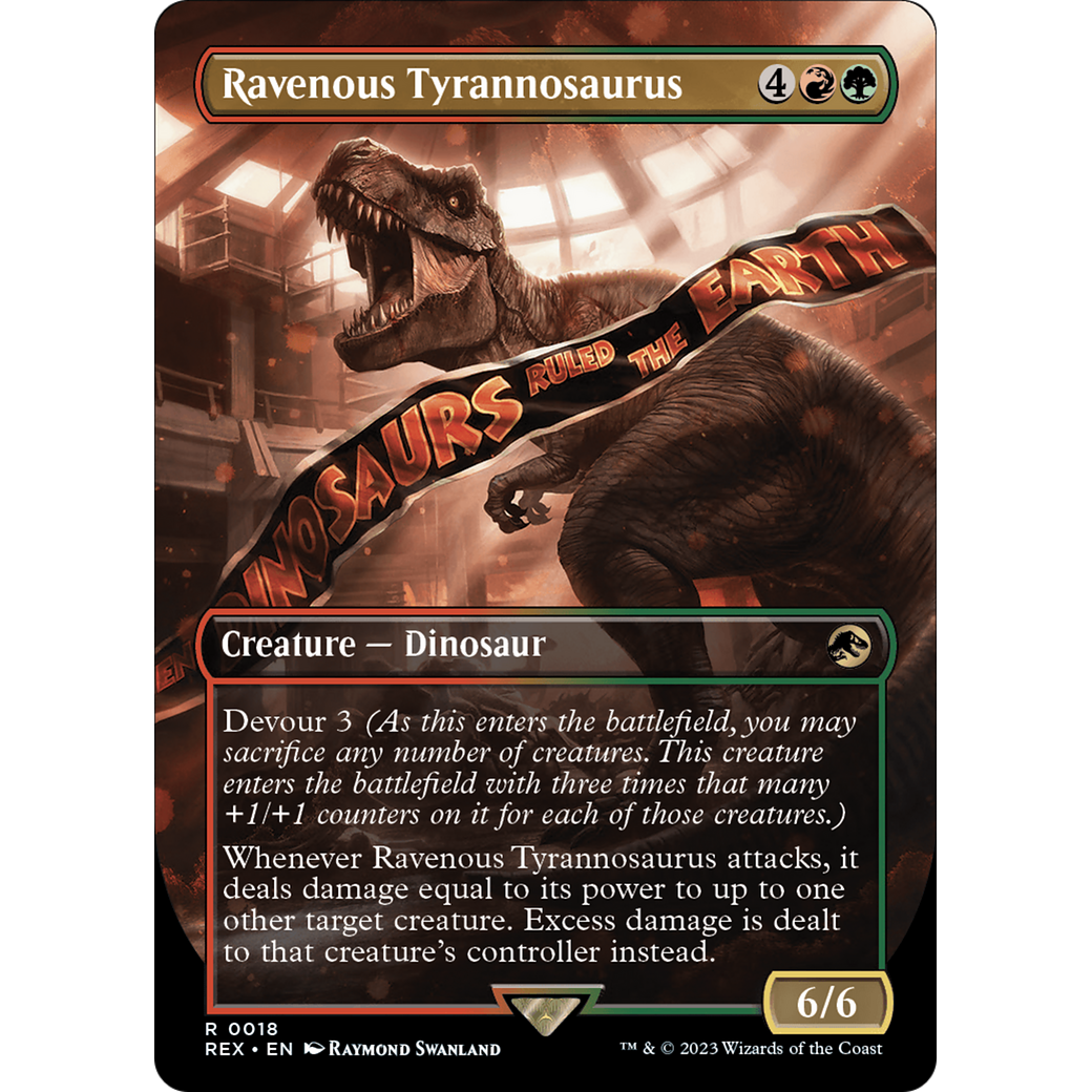 Ravenous Tyrannosaurus (Borderless) (REX-018) - Jurassic World Collection (Borderless) Foil