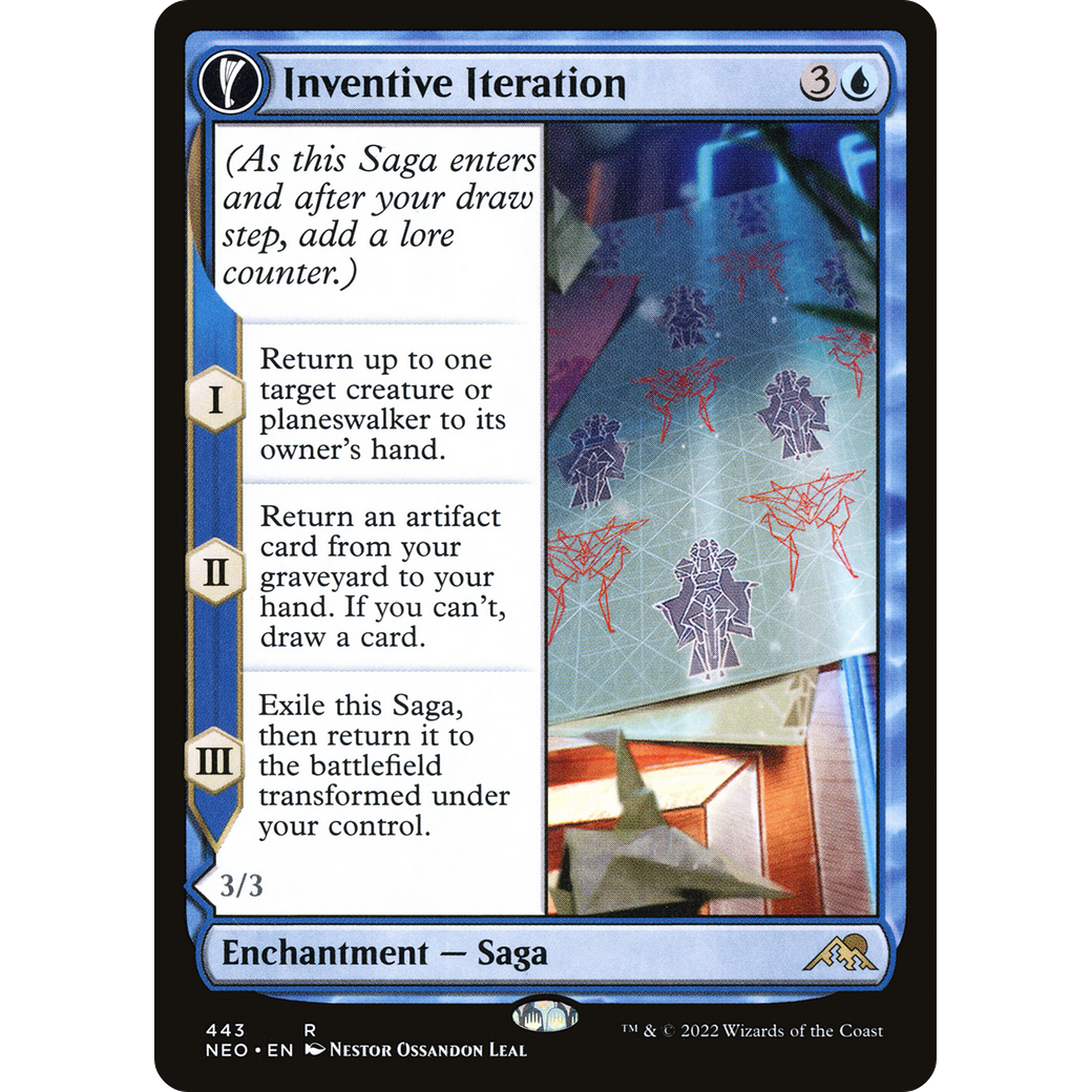 Inventive Iteration // Living Breakthrough (NEO-443) - Kamigawa: Neon Dynasty: (Extended Art, fandfc, enchantment) Foil