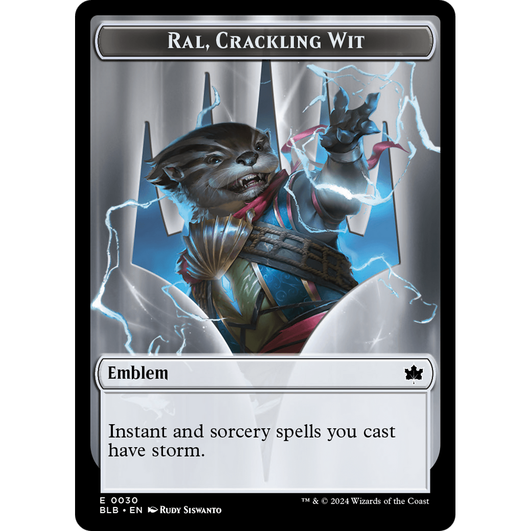 Emblem - Ral, Crackling Wit (BLB-030) - Bloomburrow Tokens