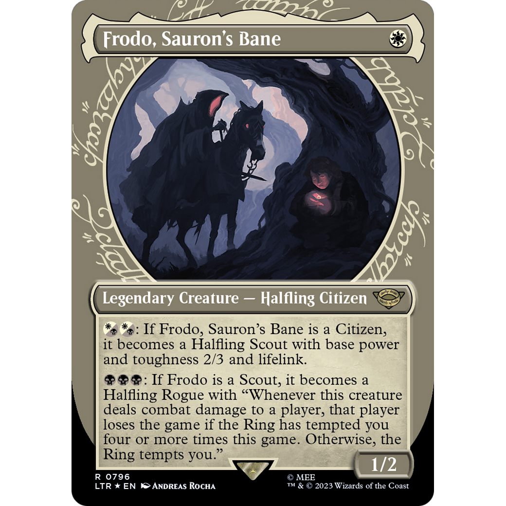 Frodo, Sauron's Bane (LTR-796) - The Lord of the Rings: Tales of Middle-earth: (Showcase) (Borderless) Foil
