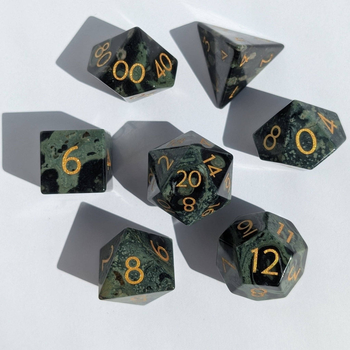 Kambaba Jasper - 7 Piece Polyhedral Gemstone Dice Set