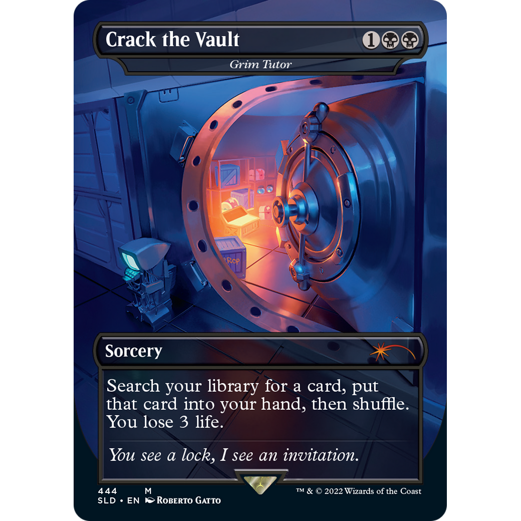 Crack the Vault - Grim Tutor (SLD-444) - Secret Lair Drop / Crack the Vault (Borderless) Foil
