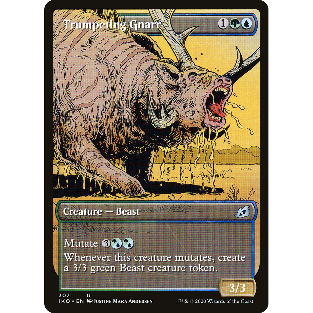 Trumpeting Gnarr (Showcase) (IKO-307) - Ikoria: Lair of Behemoths: (Showcase) Foil