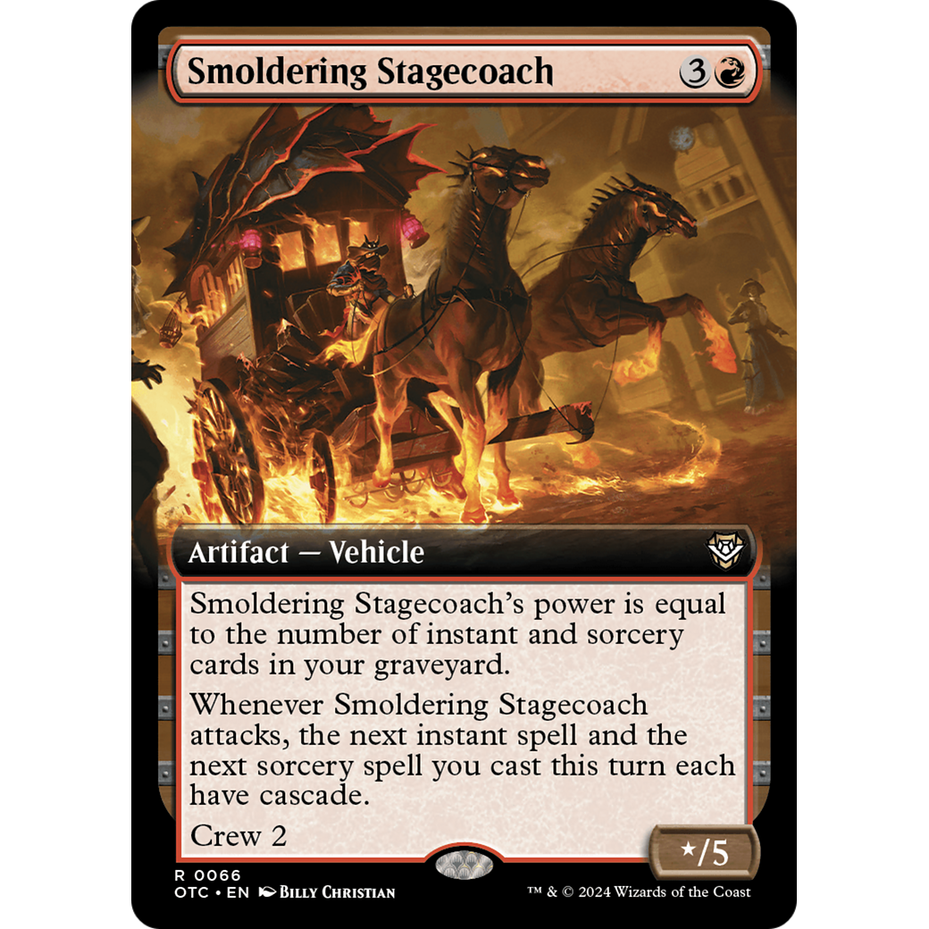 Smoldering Stagecoach (OTC-066) - Outlaws of Thunder Junction Commander: (Extended Art)