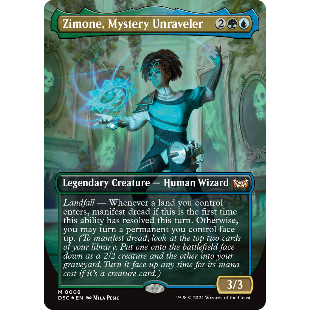 Zimone, Mystery Unraveler (DSC-008) - Duskmourn: House of Horror Commander (Borderless) Foil