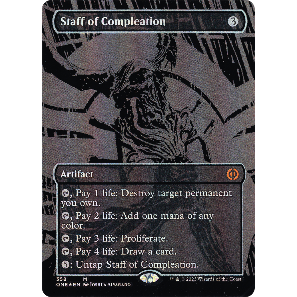 Staff of Compleation (ONE-358) - Phyrexia: All Will Be One (Borderless) Foil
