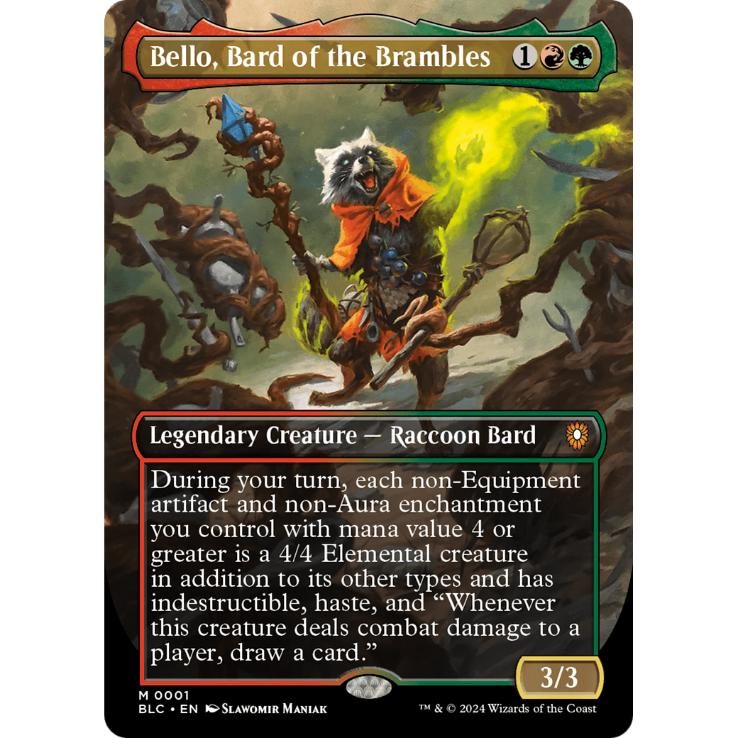 Bello, Bard of the Brambles (BLC-001) - Bloomburrow Commander (Borderless)