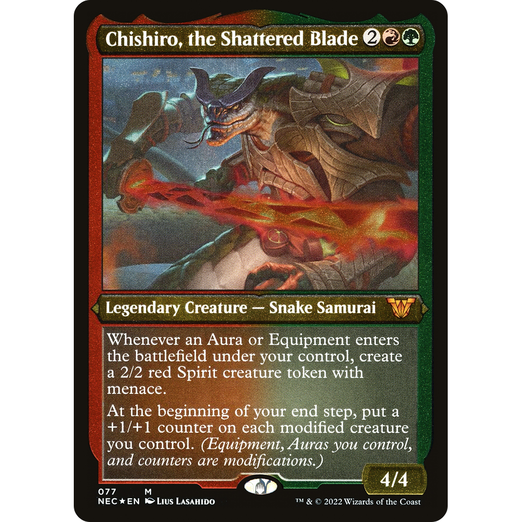 Chishiro, the Shattered Blade (Display Commander) - Thick Stock (NEC-077) - Neon Dynasty Commander Foil