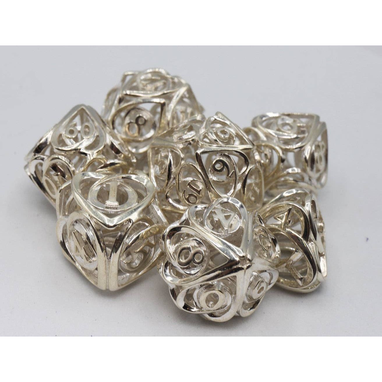Hollow Hearts: Sterling Silver - Premium RPG Metal Dice Set