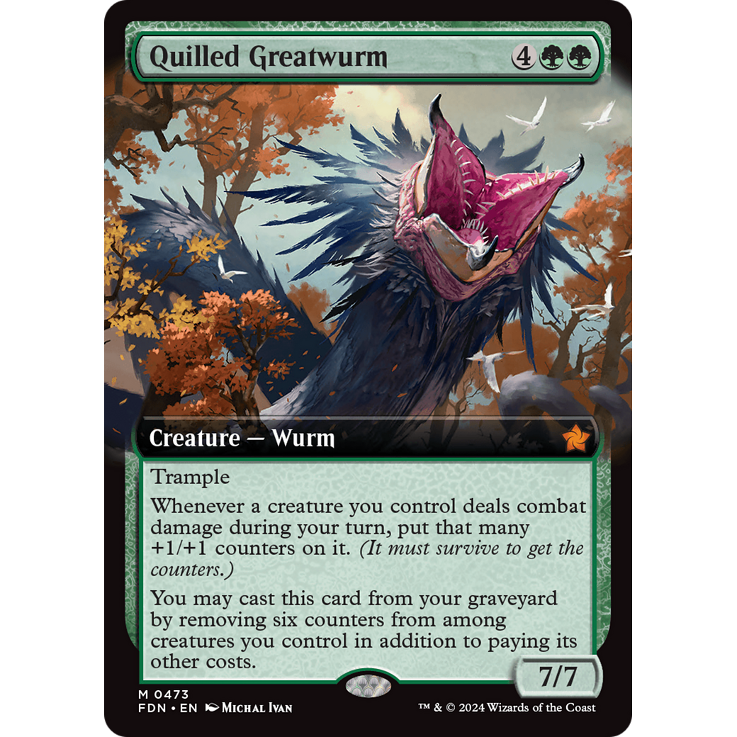 Quilled Greatwurm (FDN-473) - Foundations: (Extended Art) Foil