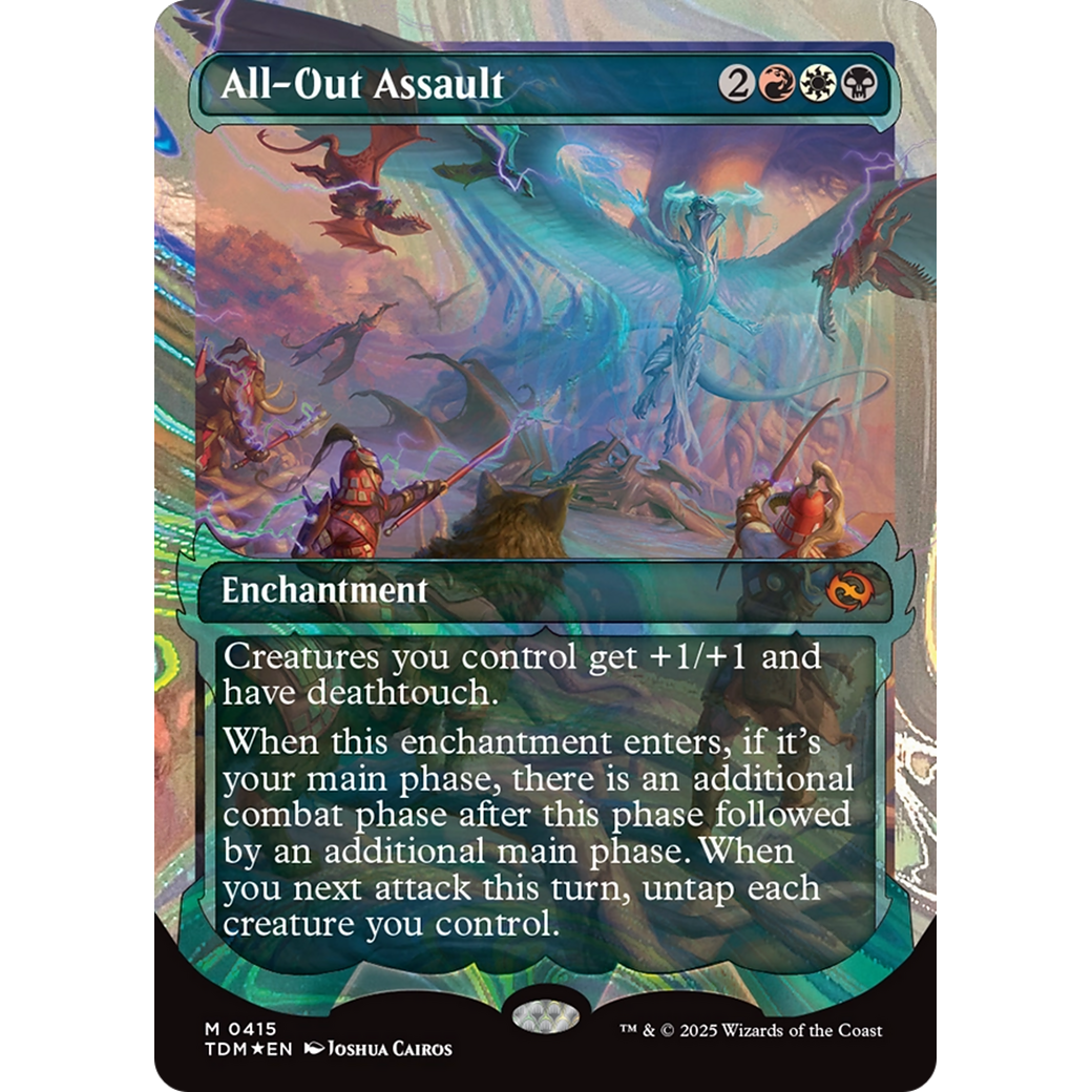 All-Out Assault (TDM-415) - Tarkir: Dragonstorm: (Showcase, enchantment) (Borderless) Foil