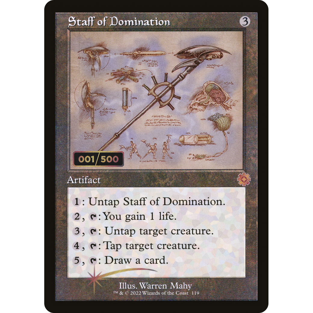 Staff of Domination (Schematic) (Serial Numbered) (BRR-119) - The Brothers' War Retro Artifacts Foil