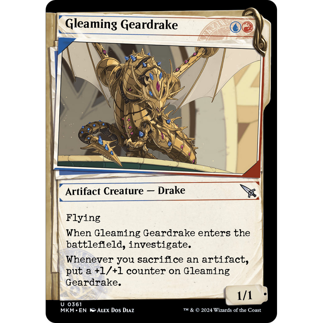 Gleaming Geardrake (MKM-361) - Murders at Karlov Manor: (Showcase)