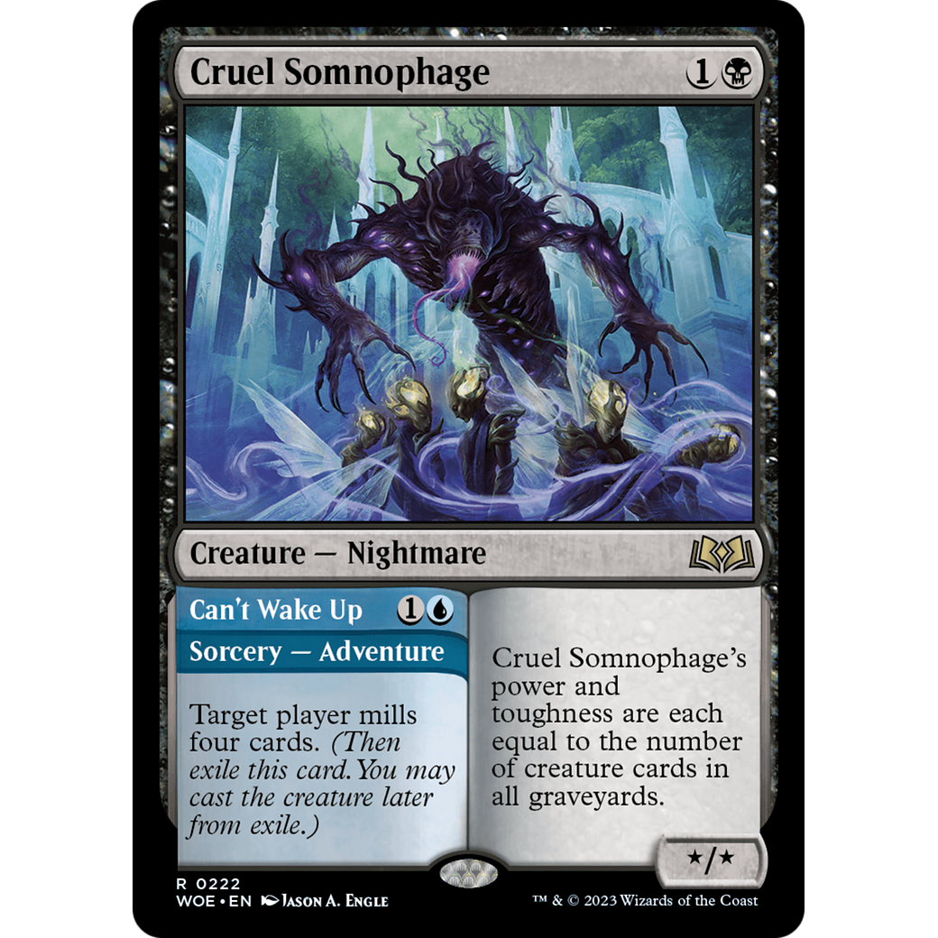 Cruel Somnophage // Can't Wake Up (WOE-222) - Wilds of Eldraine Foil