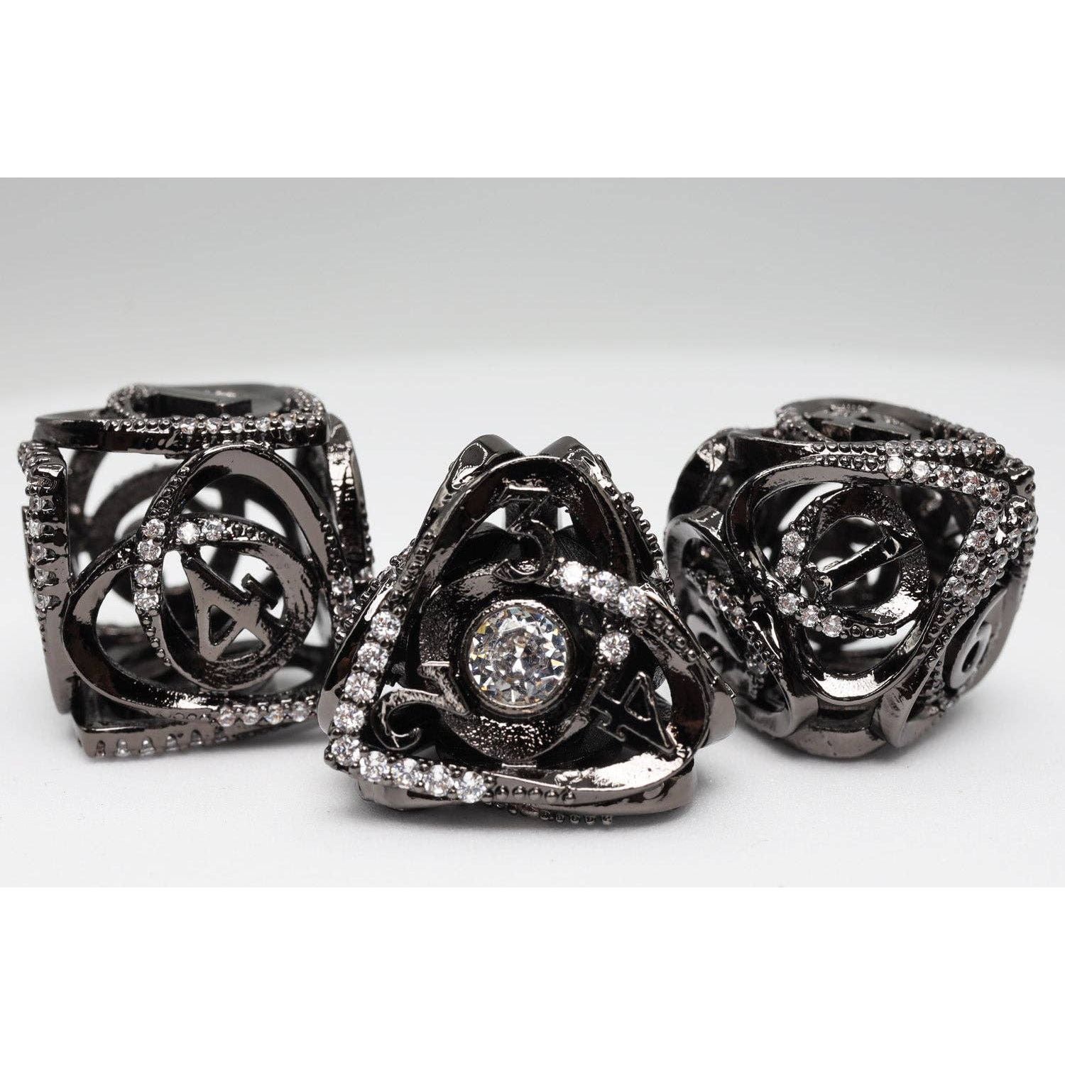 Hollow Hearts: Jeweled Midnight Metal - Metal RPG Dice Set