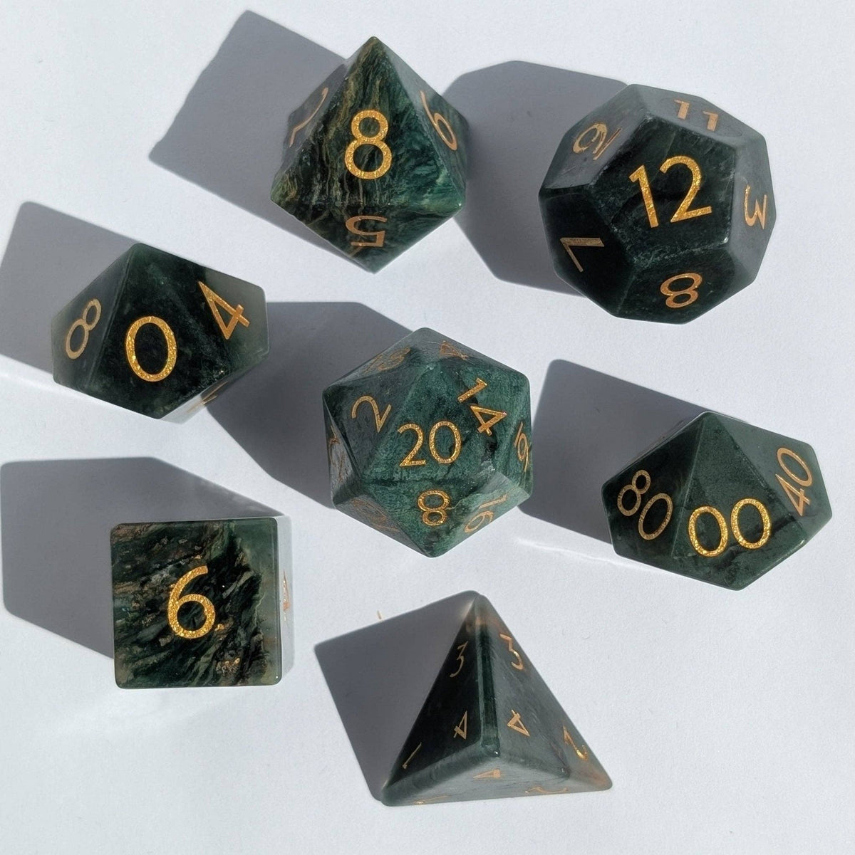 African Jade - 7 Piece Polyhedral Gemstone Dice Set