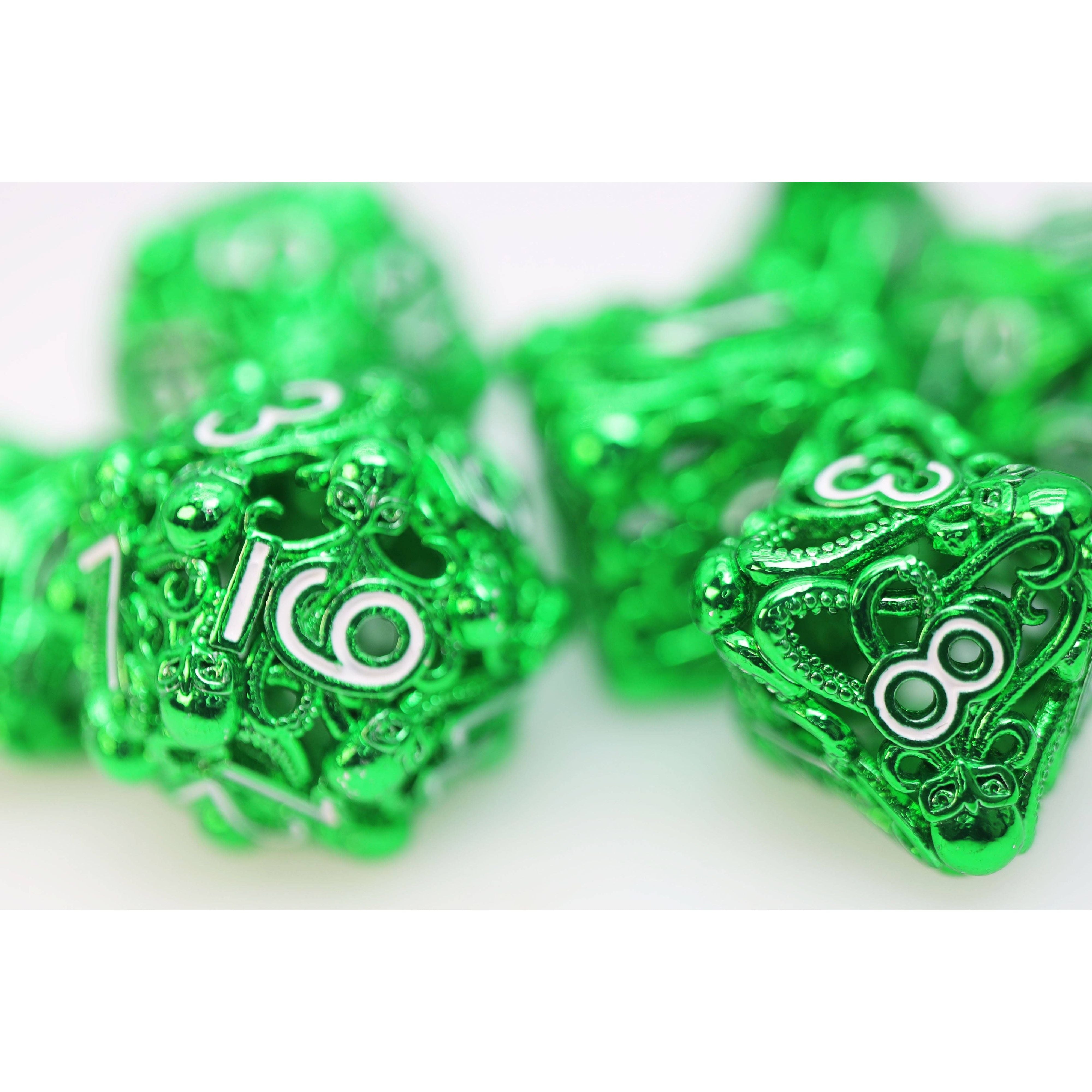 Mind Eater: Green - Hollow Metal RPG Dice Set