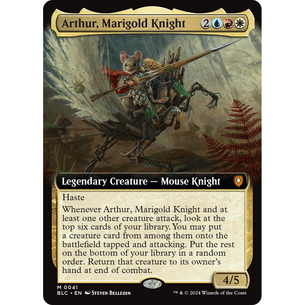 Arthur, Marigold Knight (BLC-041) - Bloomburrow Commander: (Extended Art)