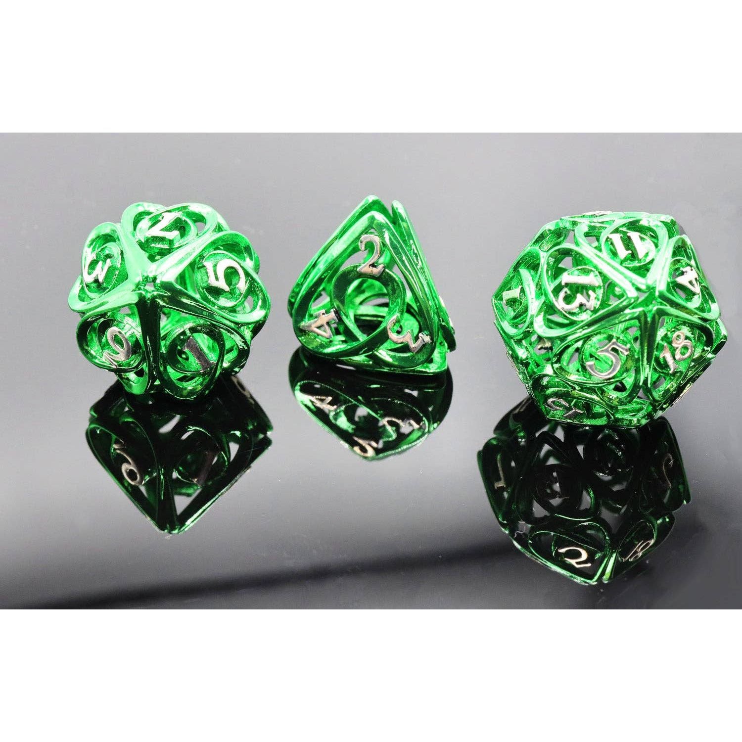 Hollow Hearts: Green - Metal RPG Dice Set
