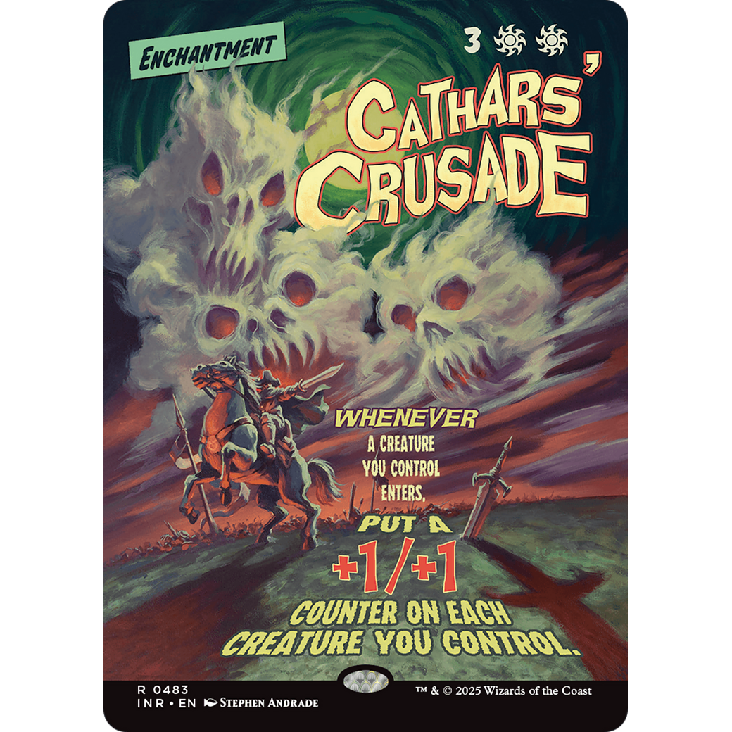 Cathars' Crusade (INR-483) - Innistrad Remastered: (Showcase, enchantment) (Borderless) Foil