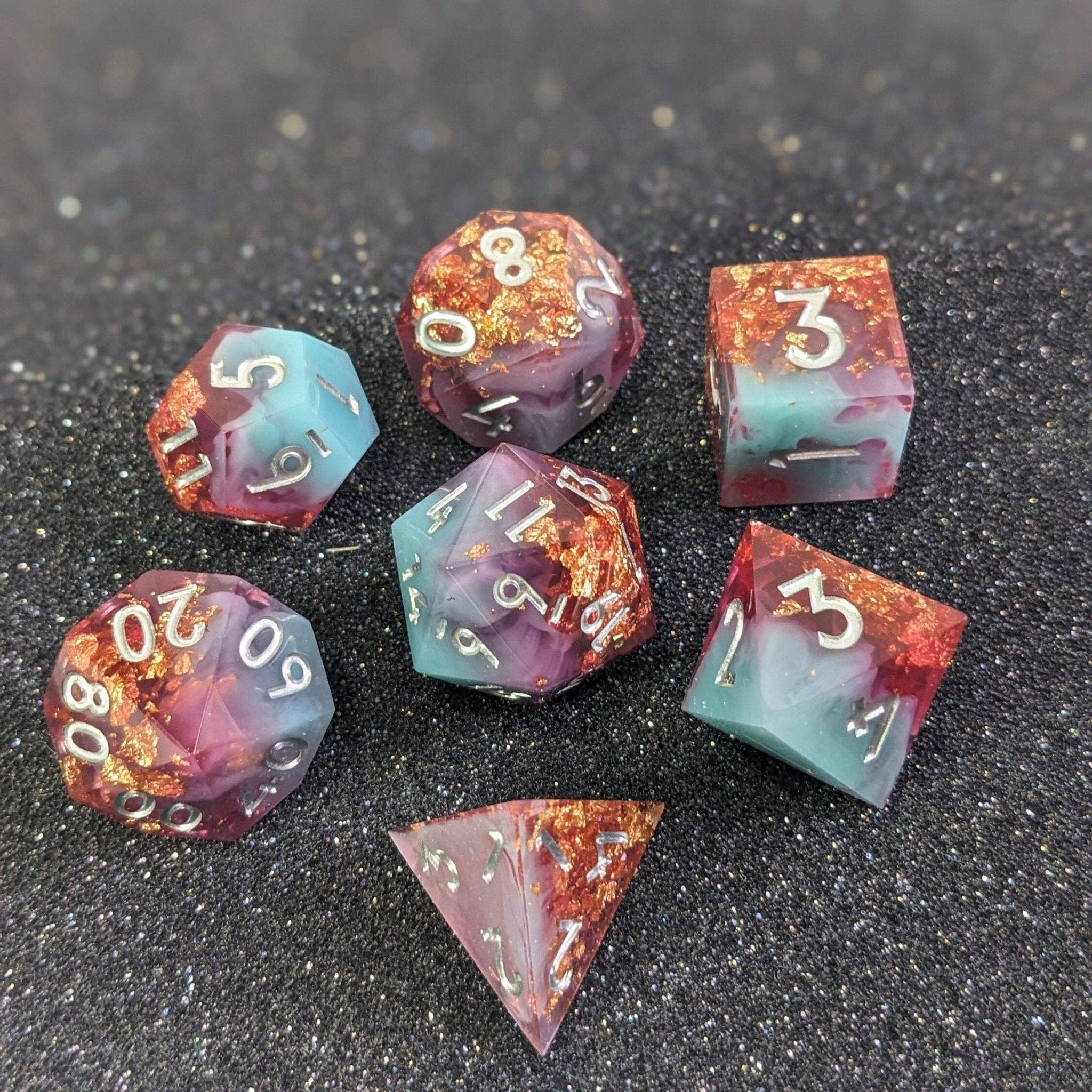 Celestial Frostglass 7-Piece Polyhedral Dice Set