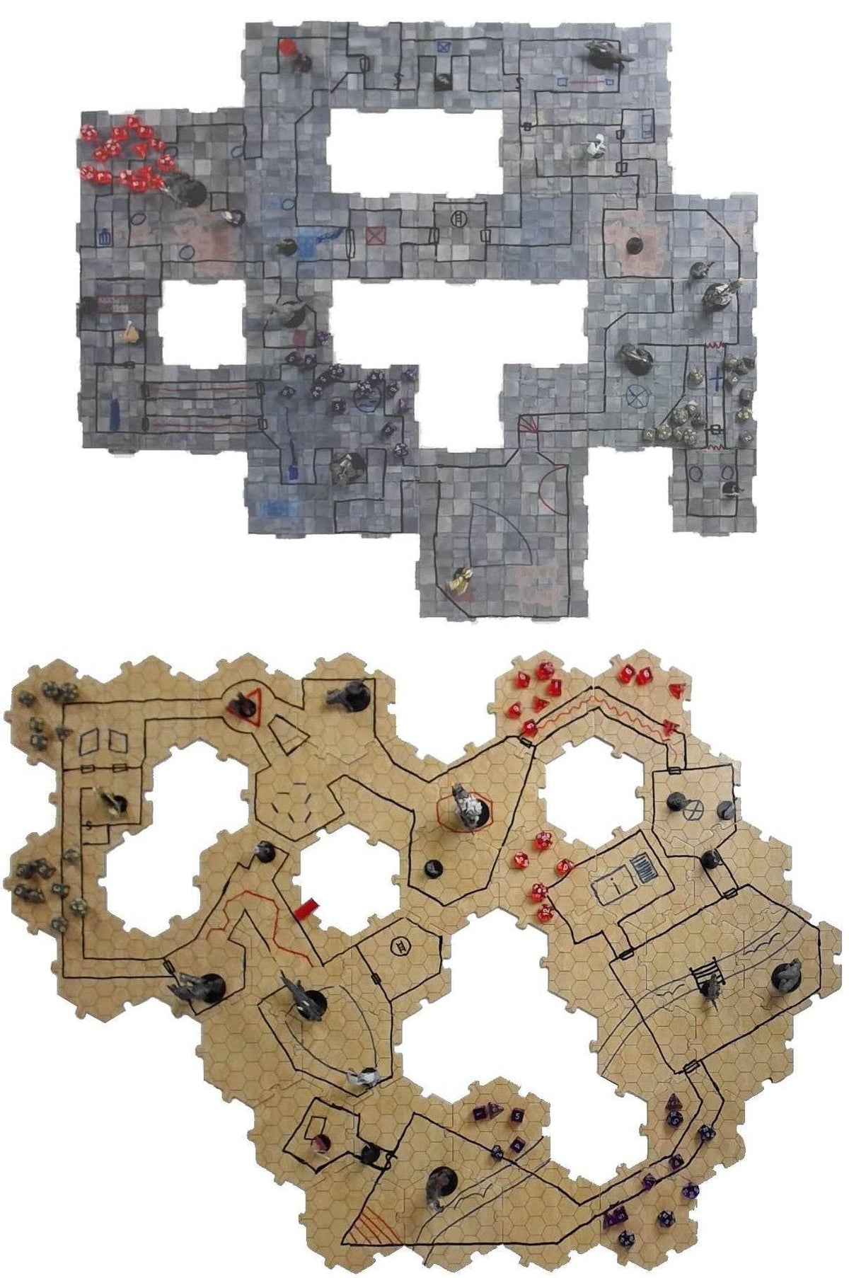 Dry Erase Dungeon Tiles, various colors, shapes, and sizes: Sand / Five 10" & Sixteen 5" Squares