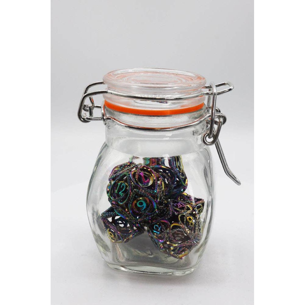 Hollow Hearts: Jeweled Burnt Opal -  Metal RPG Dice Set