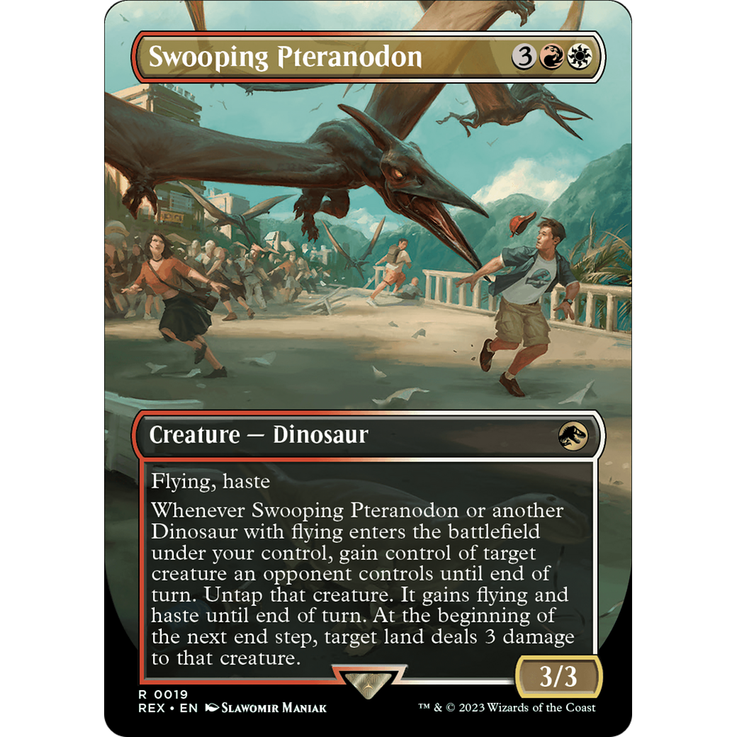 Swooping Pteranodon (Borderless) (REX-019) - Jurassic World Collection (Borderless) Foil