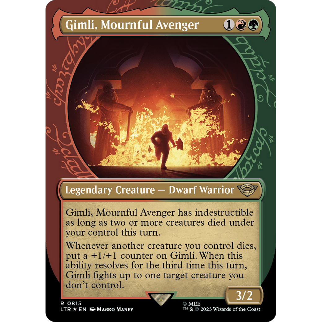 Gimli, Mournful Avenger (LTR-815) - The Lord of the Rings: Tales of Middle-earth: (Showcase) (Borderless) Foil