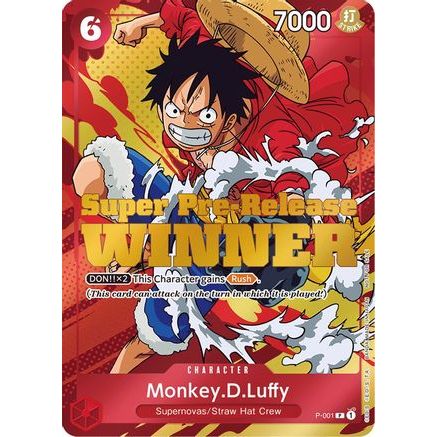 Monkey.D.Luffy (Super Pre-Release) [Winner] (P-001) - One Piece Promotion Cards Foil