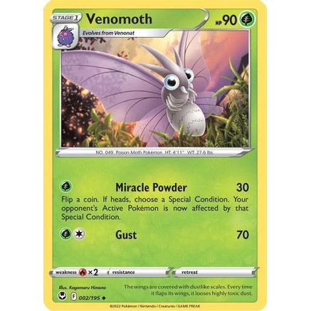 Venomoth 2/195 - SWSH12 Silver Tempest Reverse Holofoil