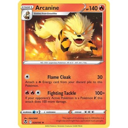 Arcanine 20/195 - SWSH12 Silver Tempest Reverse Holofoil