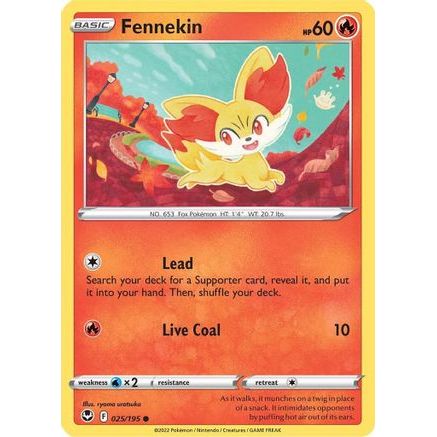 Fennekin 25/195 - SWSH12 Silver Tempest Reverse Holofoil