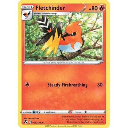 Fletchinder 28/195 - SWSH12 Silver Tempest Reverse Holofoil