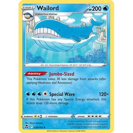Wailord 38/195 - SWSH12 Silver Tempest Reverse Holofoil