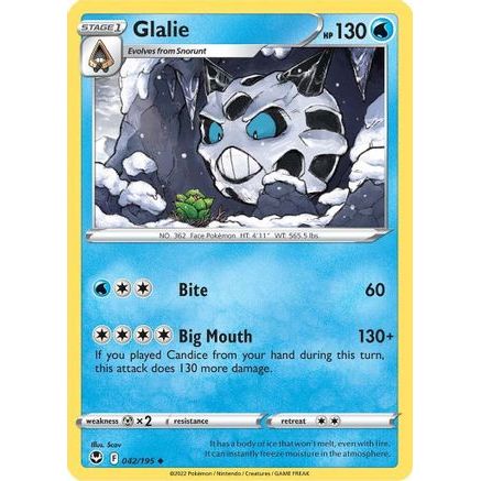 Glalie 42/195 - SWSH12 Silver Tempest Reverse Holofoil
