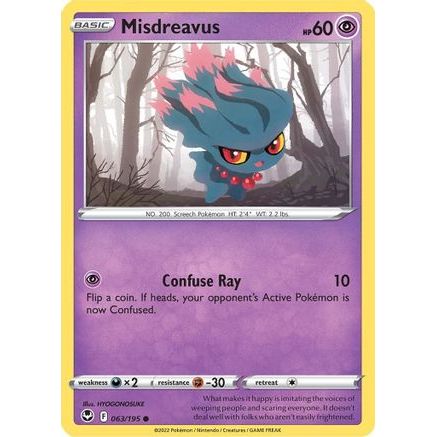 Misdreavus 63/195 - SWSH12 Silver Tempest Reverse Holofoil