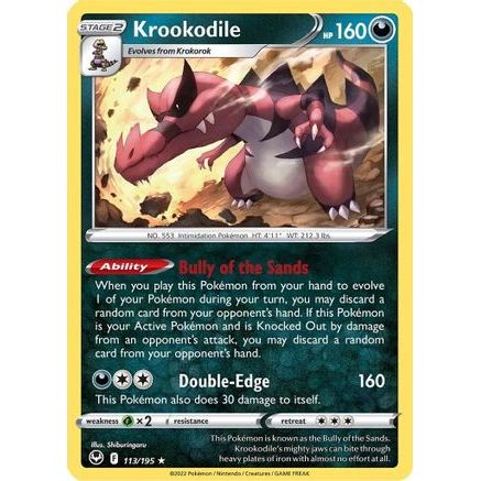 Krookodile 113/195 - SWSH12 Silver Tempest Reverse Holofoil