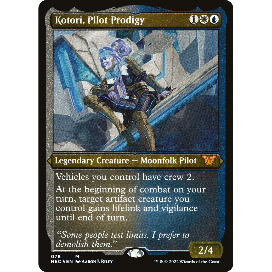 Kotori, Pilot Prodigy (Display Commander) - Thick Stock (NEC-078) - Neon Dynasty Commander Foil