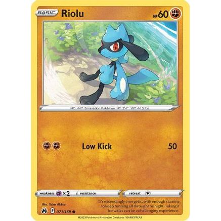 Riolu 71/159 - Crown Zenith Reverse Holofoil