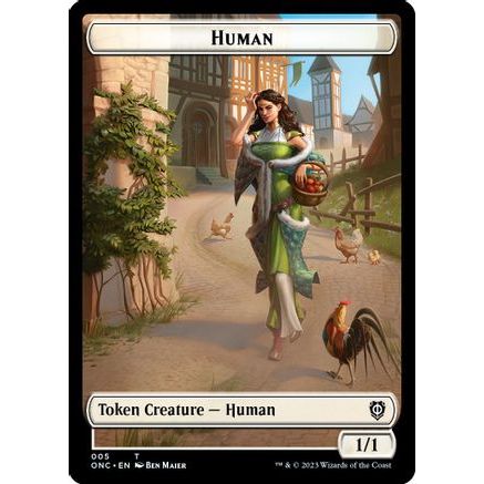 Human // Spirit Double-Sided Token (ONC-5 // 9) - Commander: Phyrexia: All Will Be One