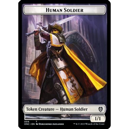Human Soldier // Elephant Double-sided Token (ONC-) - Commander: Phyrexia: All Will Be One