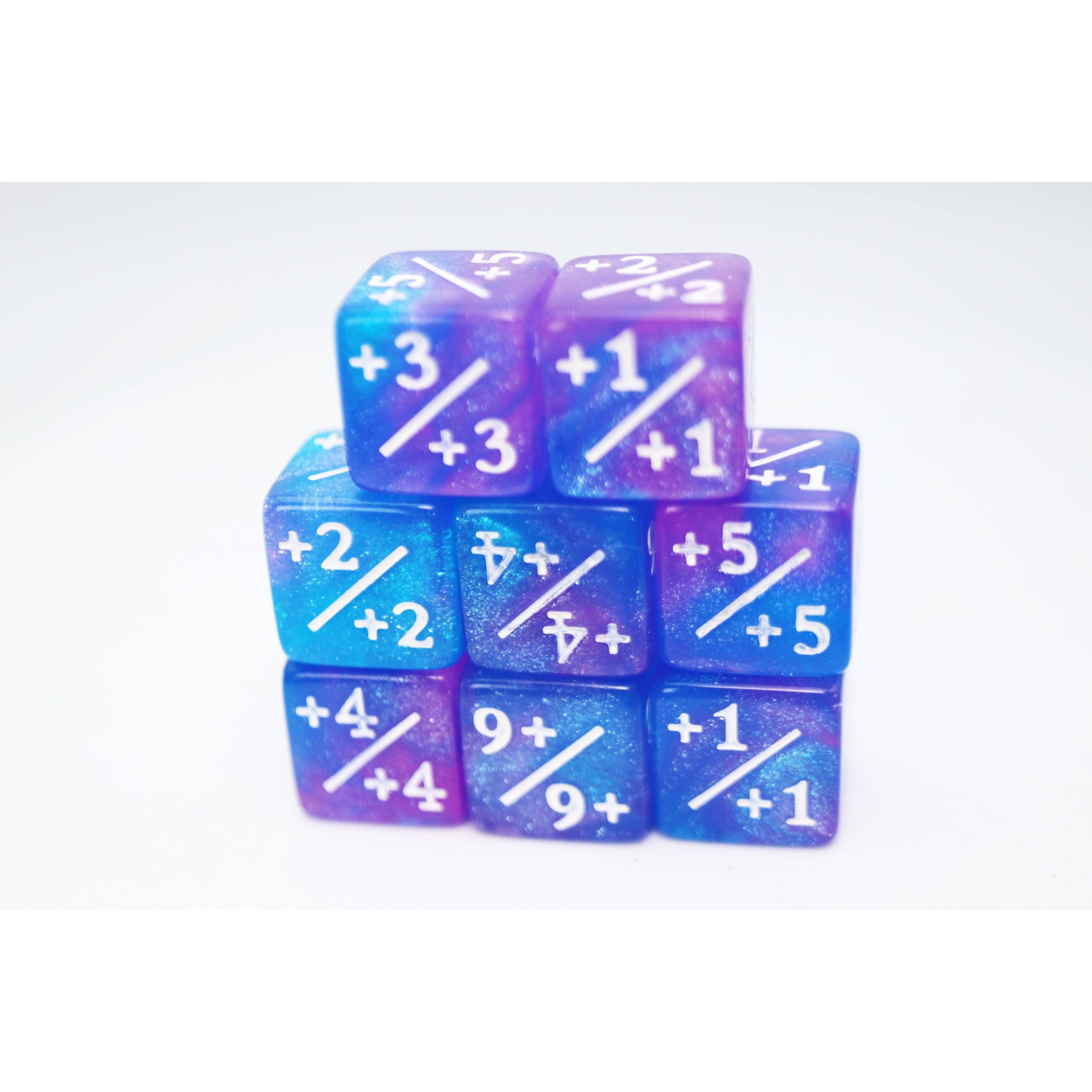 +1/+1 Blue & Purple Glitter Counters for Magic - set of 8