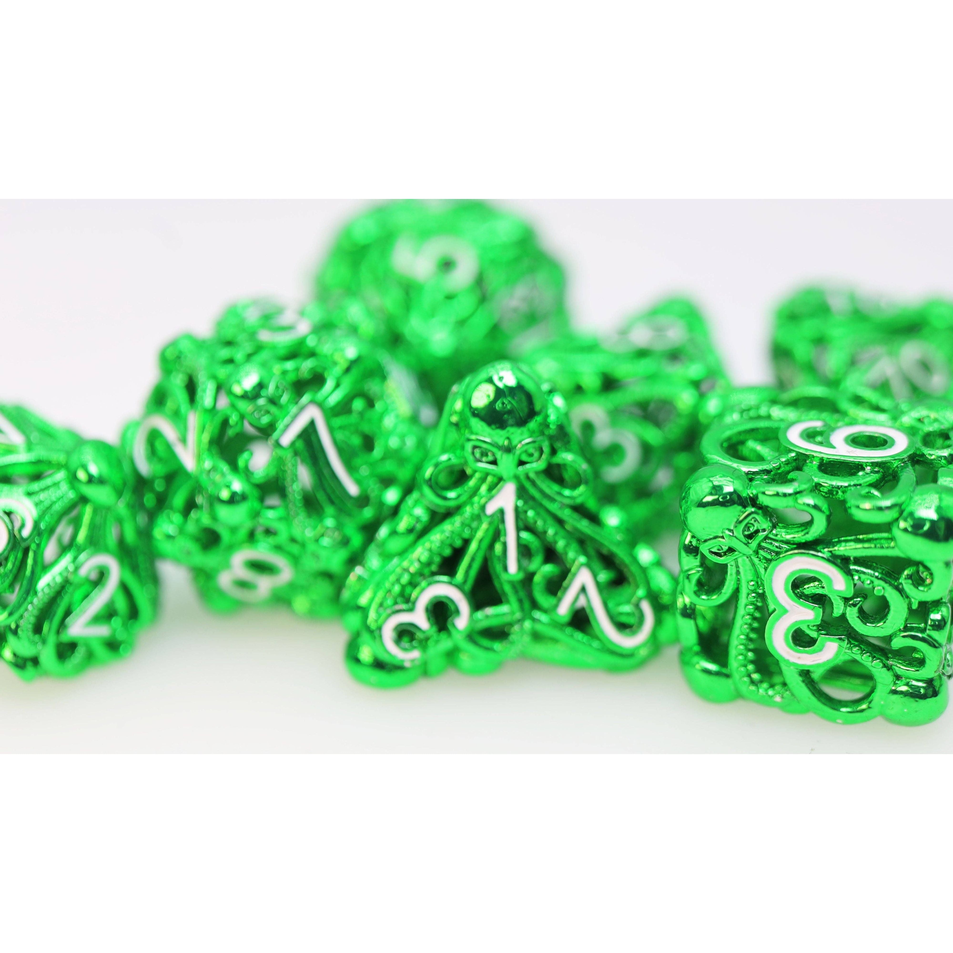 Mind Eater: Green - Hollow Metal RPG Dice Set